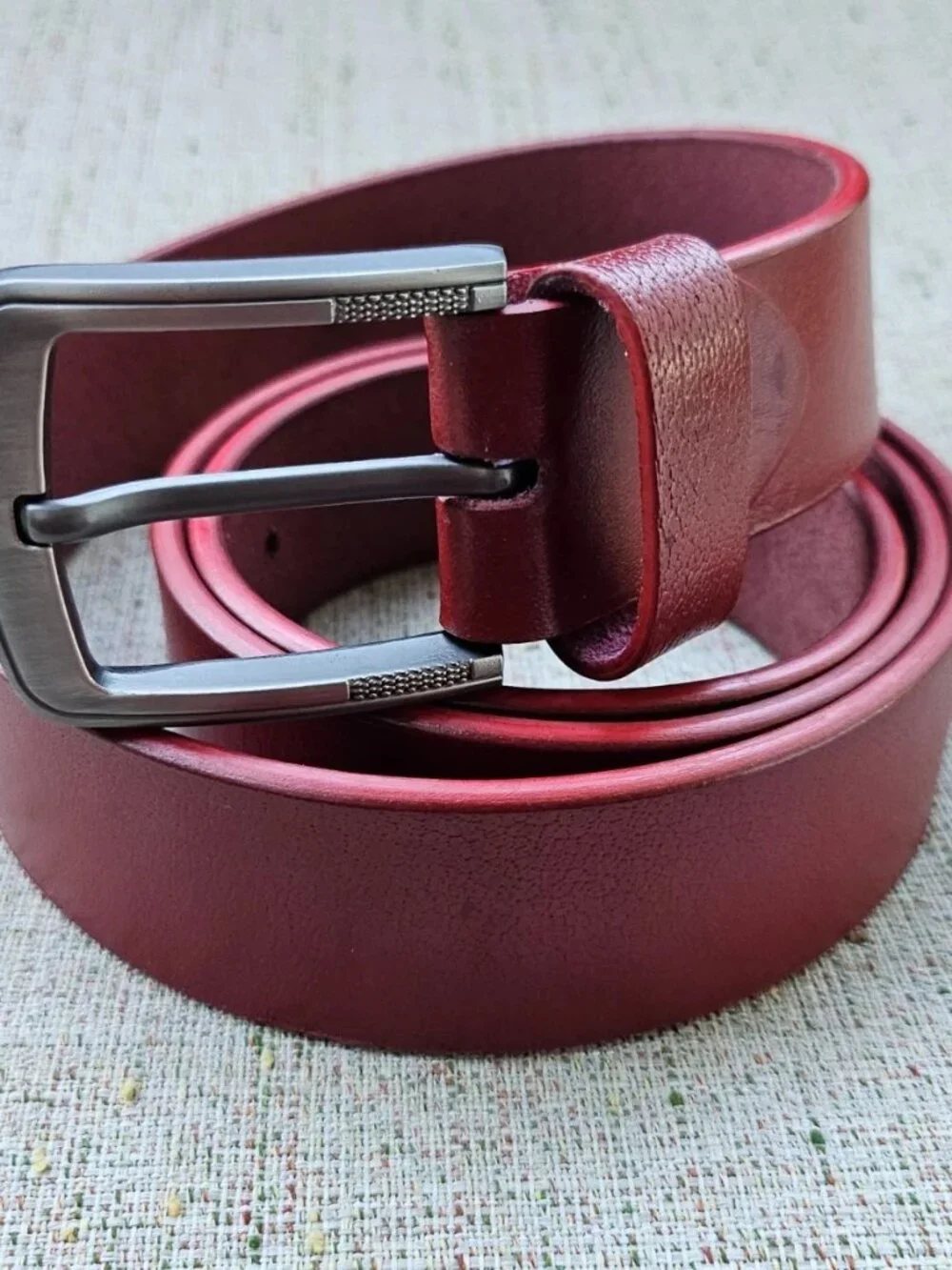 Handmade Belt Genuine Leather Red Unisex Waistband Pin Buckle Size 38 in NEW